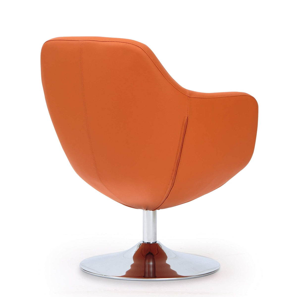 Manhattan Comfort Caisson Swivel Accent Chair Set of 2 with 360Â° Turn, Hand Upholstered Faux Leather & Polished Chrome, Removable Cushion, Modern Design for Office & Living Room, Orange Faux
