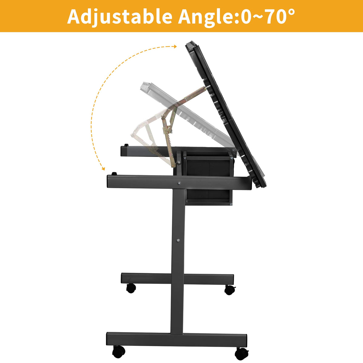 Adjustable Drafting Table with Stool, 0-75Â° Tilting Art Desk, White