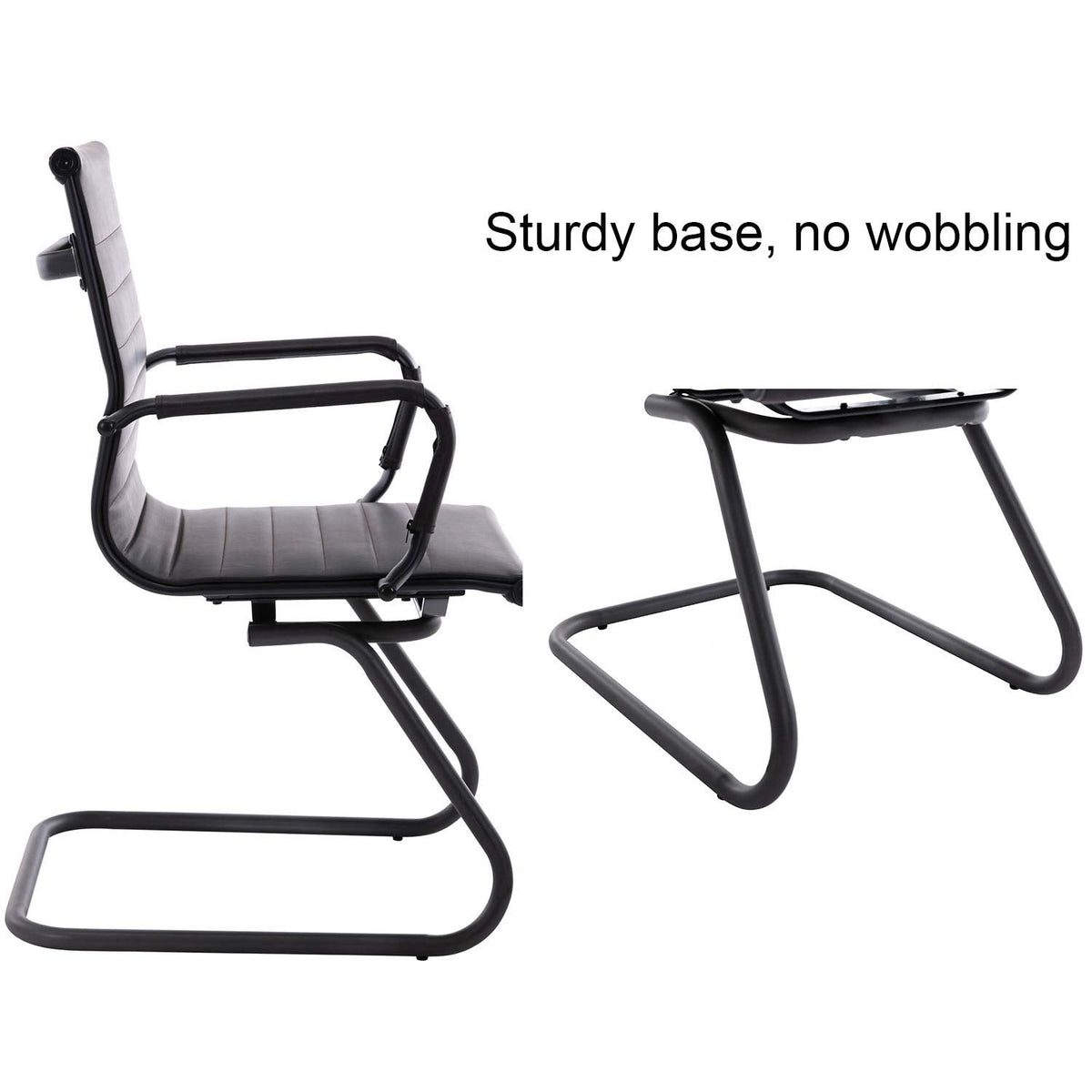 Reception Chairs Leather Conference Guest Chair Heavy Duty Back Support Office Chair, Set of 2 (Navy)