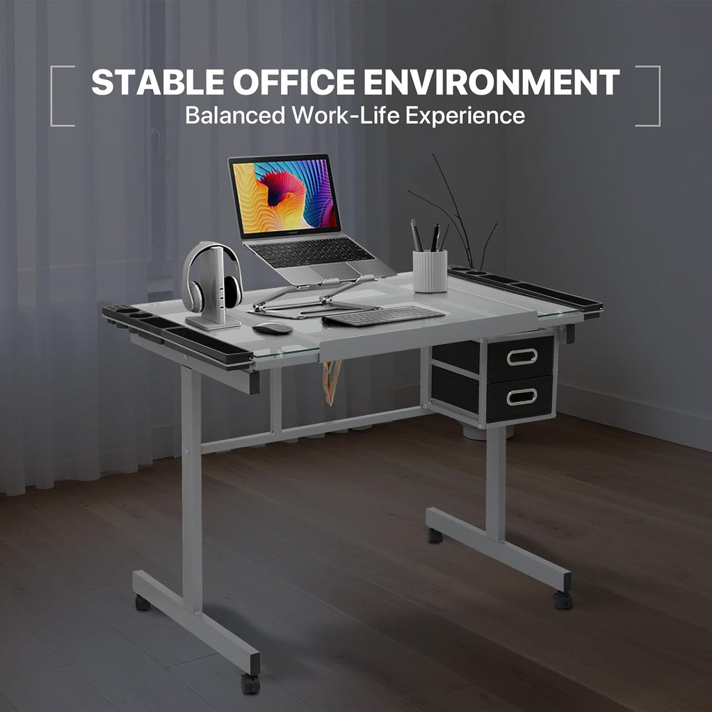 Athena Collection Professhional Drafting Table for Adults Teens, Light Grey