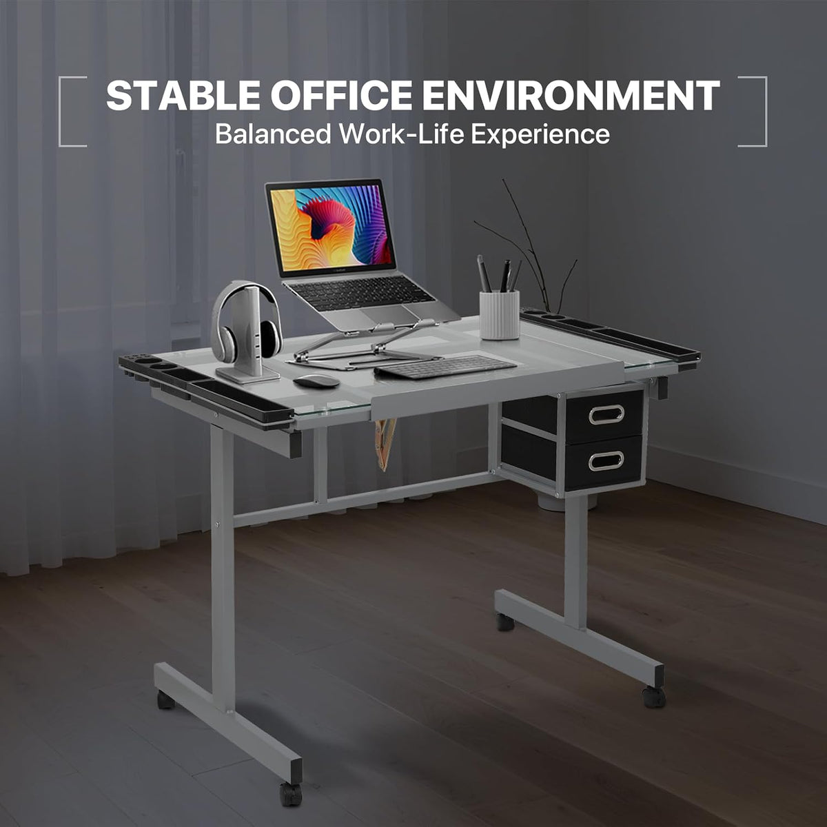 Athena Collection Professhional Drafting Table for Adults Teens, Light Grey