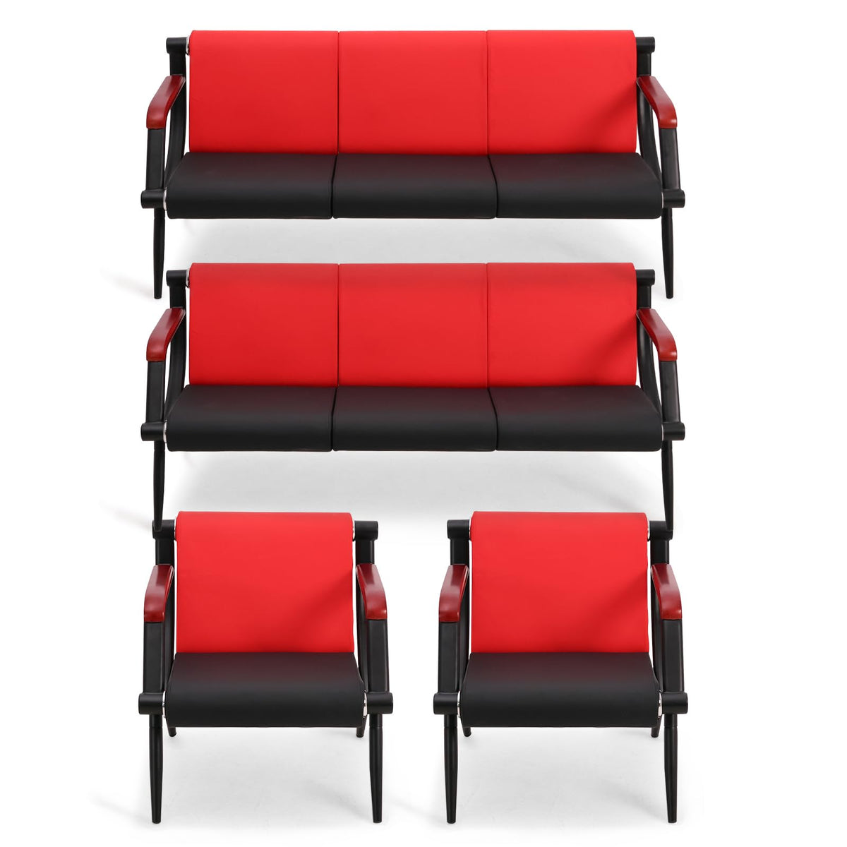wonline Waiting Room Chairs, Office Furniture Reception Chairs with Arms, Leather Chairs is Suitable for Clinic,Airport,Hospital,Barber,Salon,Bank-Black