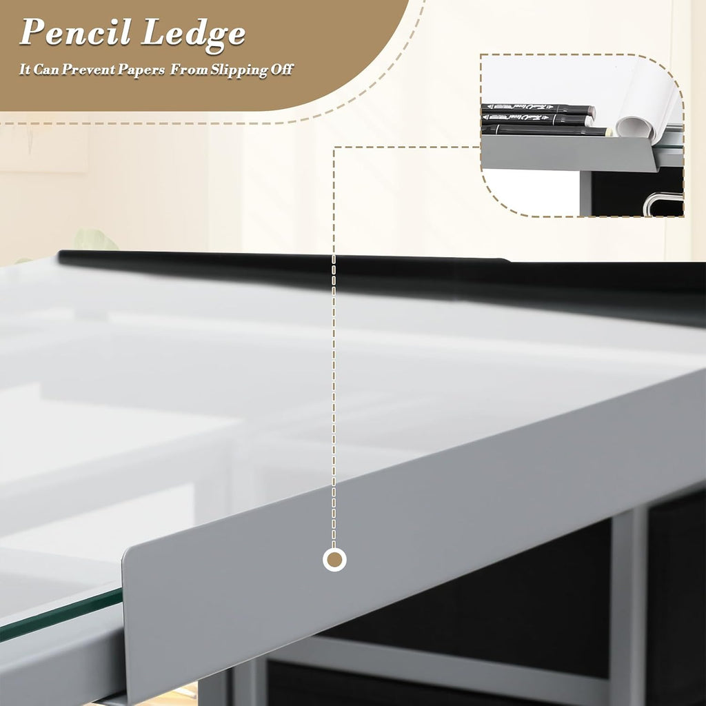 Athena Collection Professhional Drafting Table for Adults Teens, Light Grey