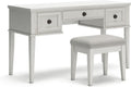 Signature Design by Ashley Makeup Vanity Desk with Stool, Antiqued White