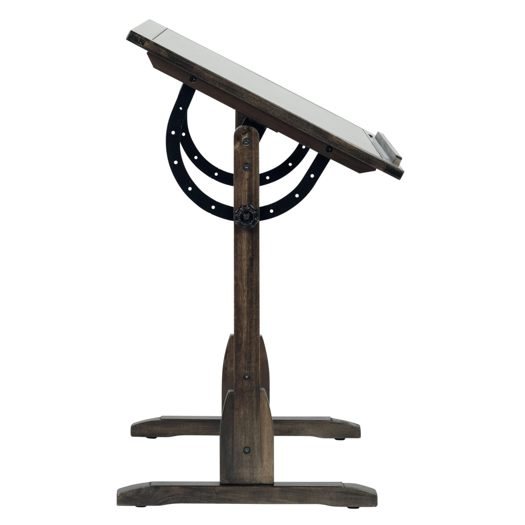 Studio Designs Vintage Drafting Table - Antique Design Solid Wood Drafting Table with Built-In Pencil Groove and Pencil Ledge - Angle Adjustable Work Surface