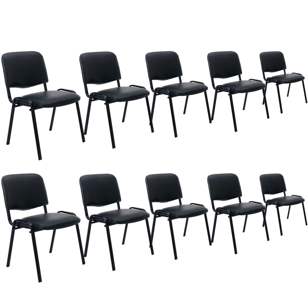 Stackable Office Guest Chairs, Reception Waiting Room Chairs with Padded Seat & Back, Armless No Wheels Conference Chairs for Training, Meeting, Lobby, Set of 5, Black Mesh Fabric