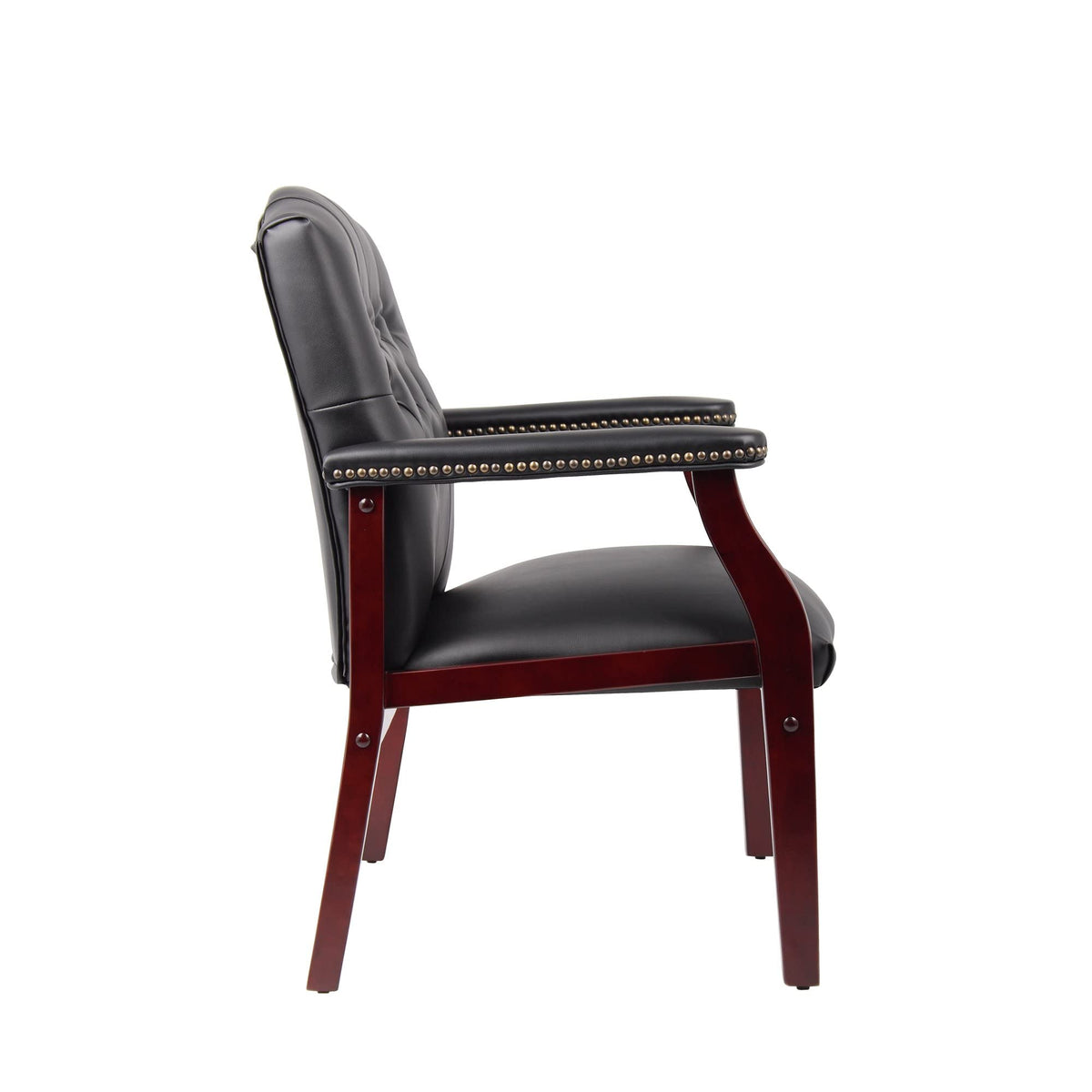 Leather Office Guest Chairs Set of 2, Ergonomic Waiting Room Chair with Arms Reception Chairs No Wheels Conference & Meeting Side Chairs Executive Furniture (Burgundy)