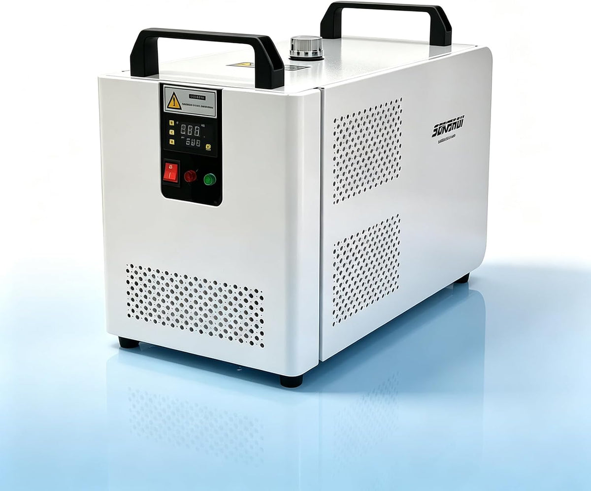 Industrial Water Chiller, CW-5200mini, 200W Industrial Water Cooler with Compressor 8 L/min Max Flow Rate, for 60W 70W 80W 90W 100W CO2 Laser Engraving & Cutting Machine