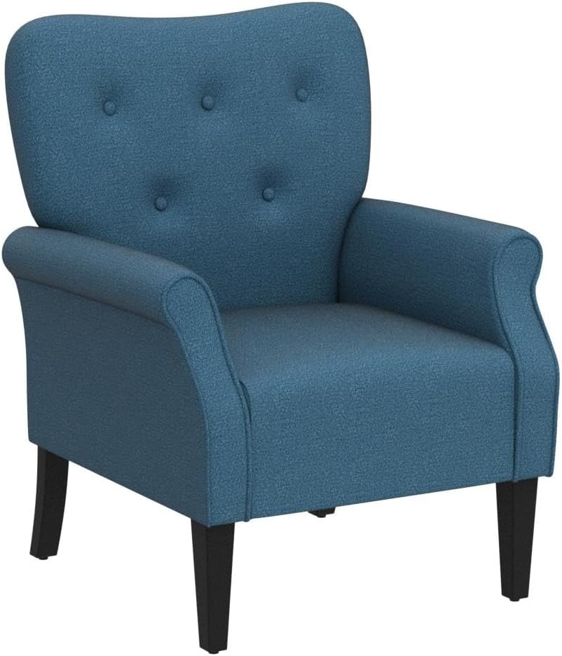 Yaheetech High Back Accent Chair Set of 2 with Rolled Arms, Navy Blue
