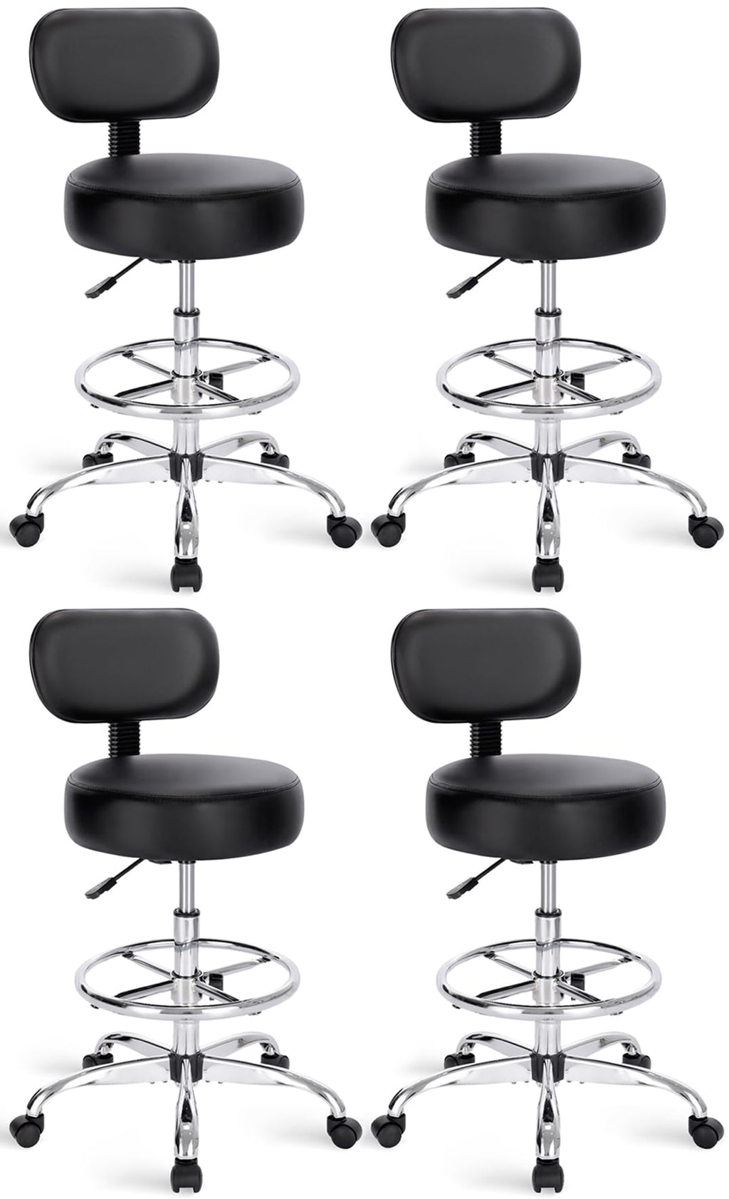 SUPERJARE Drafting Chair with Backrest, Adjustable Foot Rest Rolling Stool