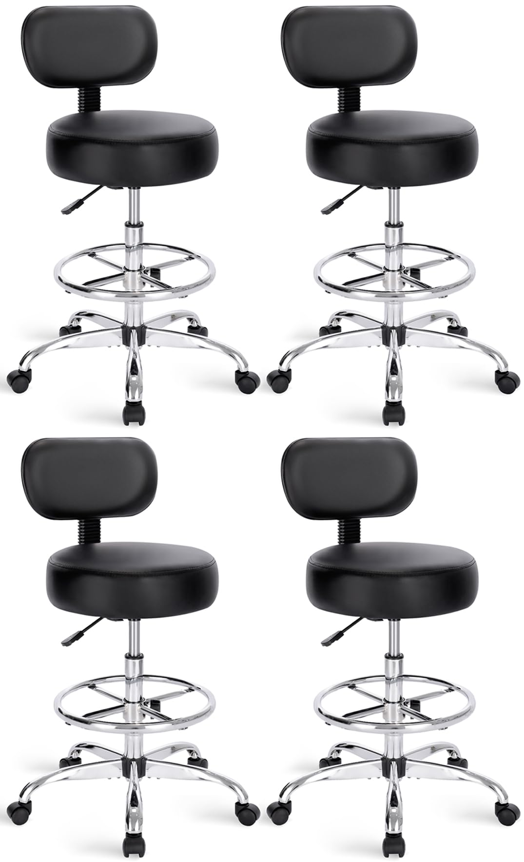 SUPERJARE Drafting Chair with Backrest, Adjustable Foot Rest Rolling Stool