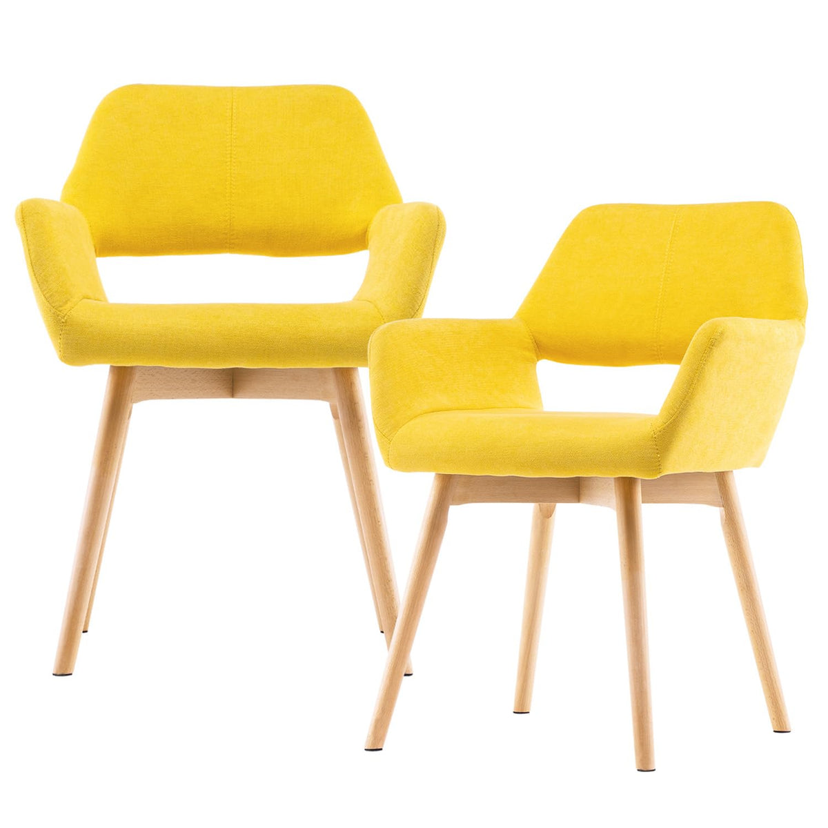 Mid Century Modern Dining Chairs Set of 2 & 4 & 6 Comfy Accent Chair Upholstered Kitchen Dining Living Room Chairs for Bedrooms Waiting Room Home Arm Desk Chair No Wheels (Beige, 2)