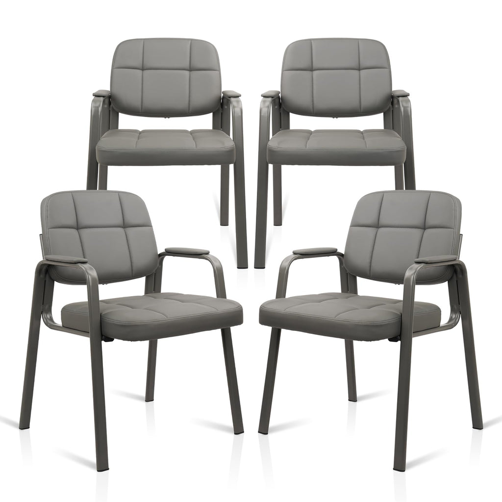 CLATINA Waiting Room Guest Chair with Bonded Leather Padded Arm Rest for Office Reception and Conference Desk Black with Sled Base Brown 1 Pack