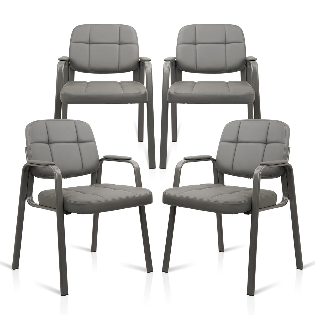 CLATINA Waiting Room Guest Chair with Bonded Leather Padded Arm Rest for Office Reception and Conference Desk Black with Sled Base Brown 1 Pack