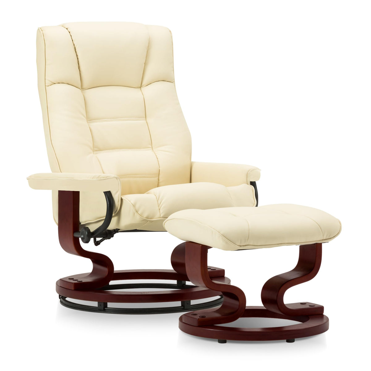 MCombo Manual Swivel Recliner with Ottoman, Faux Leather 9019