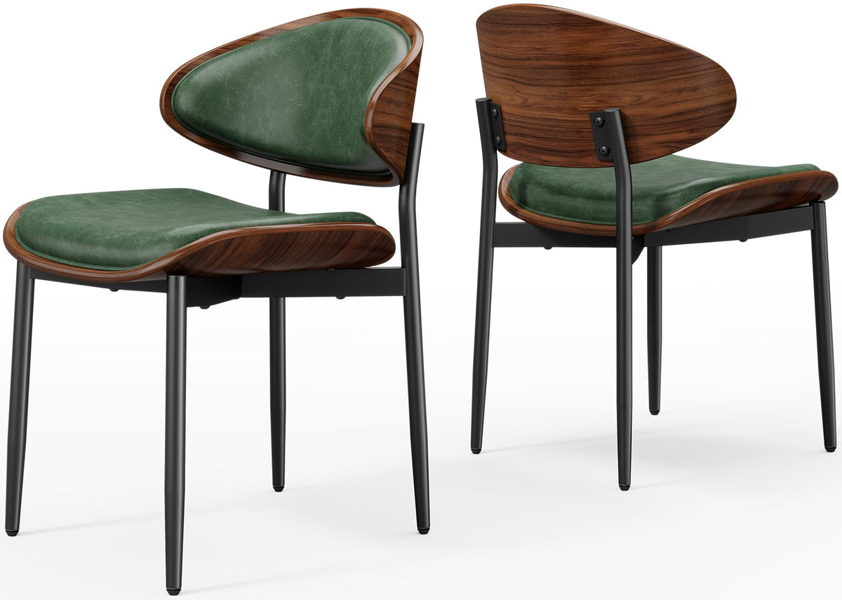 REONEY Dining Chairs Set of 4, Mid-Century Modern Kitchen Chairs, Black