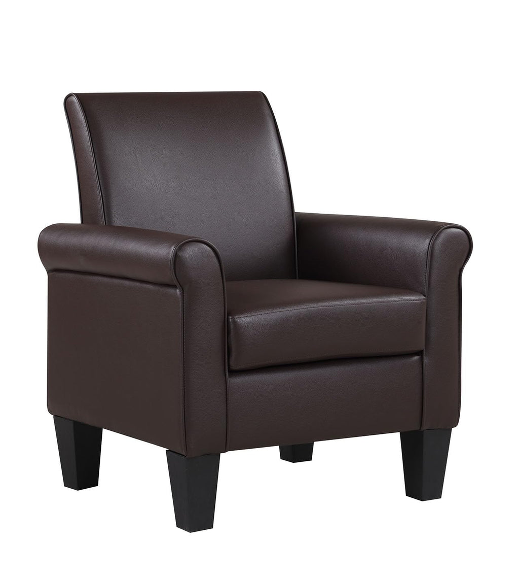 Faux Leather Accent Chair Set of 2, Mid Century Modern Living Room Chair, Upholstered Comfortable PU Leather Armchair for Bedroom, Office or Waiting Areas-Black
