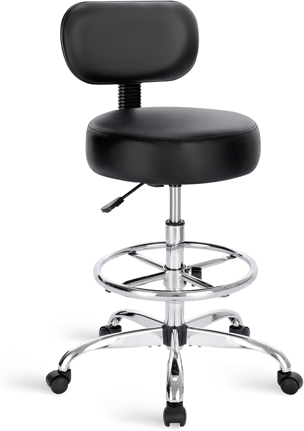 SUPERJARE Drafting Chair with Backrest, Adjustable Foot Rest Rolling Stool