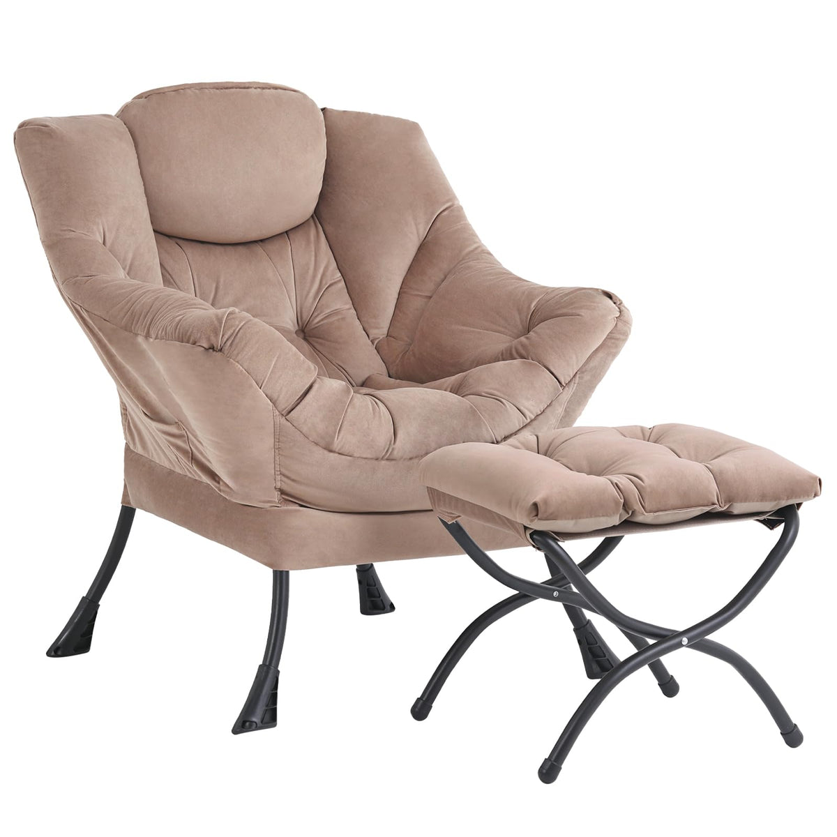 Modern Lazy Chair with Ottoman Lounge Accent Reading Chair for Living Room