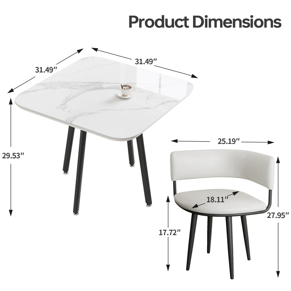 Round Sintered Stone Dining Table Set for 4