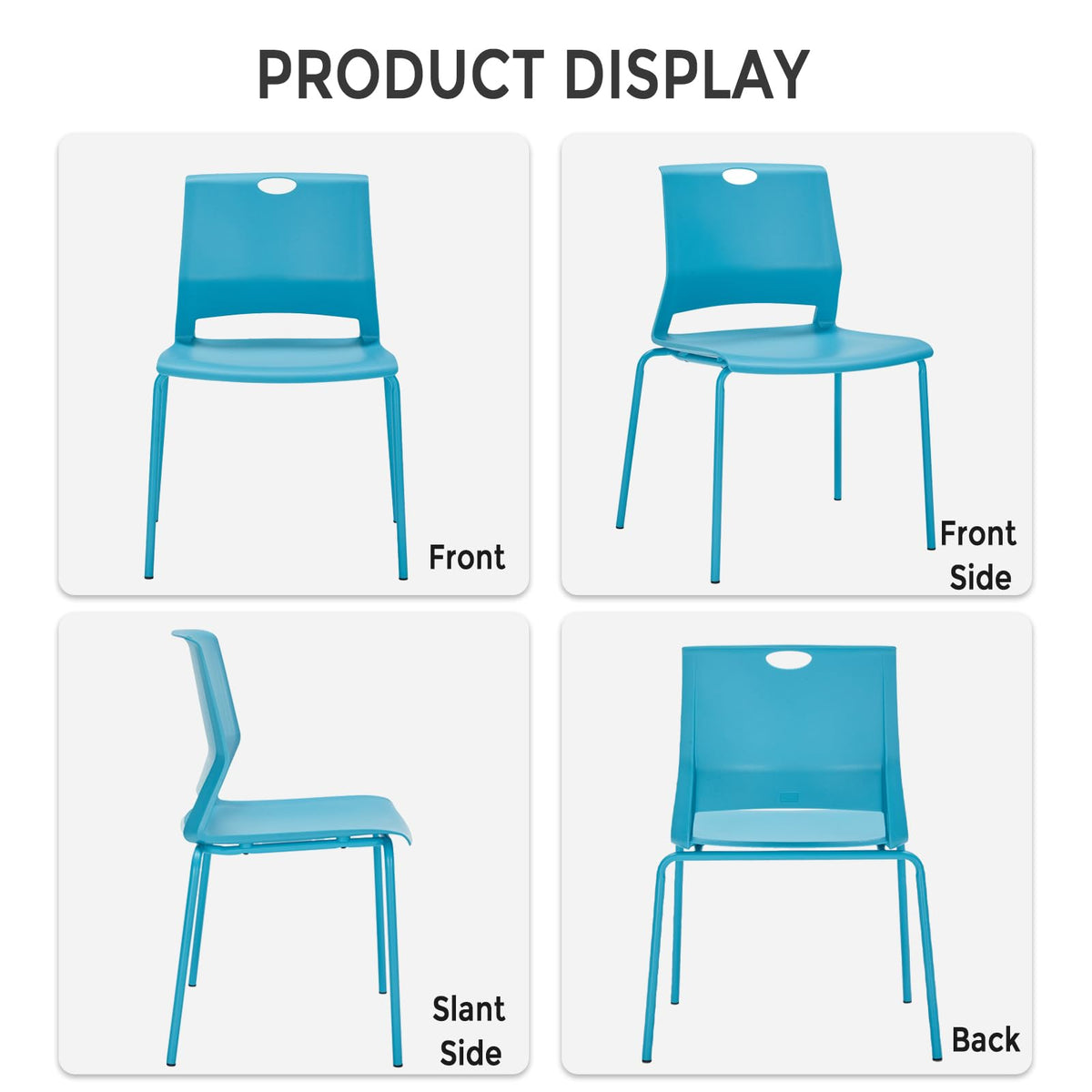 Sidanli Stackable Office Chairs, Red Guest Chairs with Comfortable Streamline Seat, Stacking Chairs No Wheels for Conference Room, Set of 4