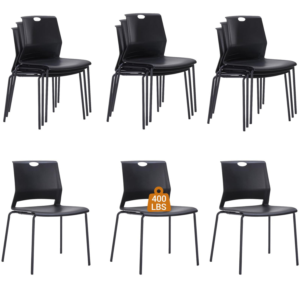 Sidanli Stackable Office Chairs, Red Guest Chairs with Comfortable Streamline Seat, Stacking Chairs No Wheels for Conference Room, Set of 4