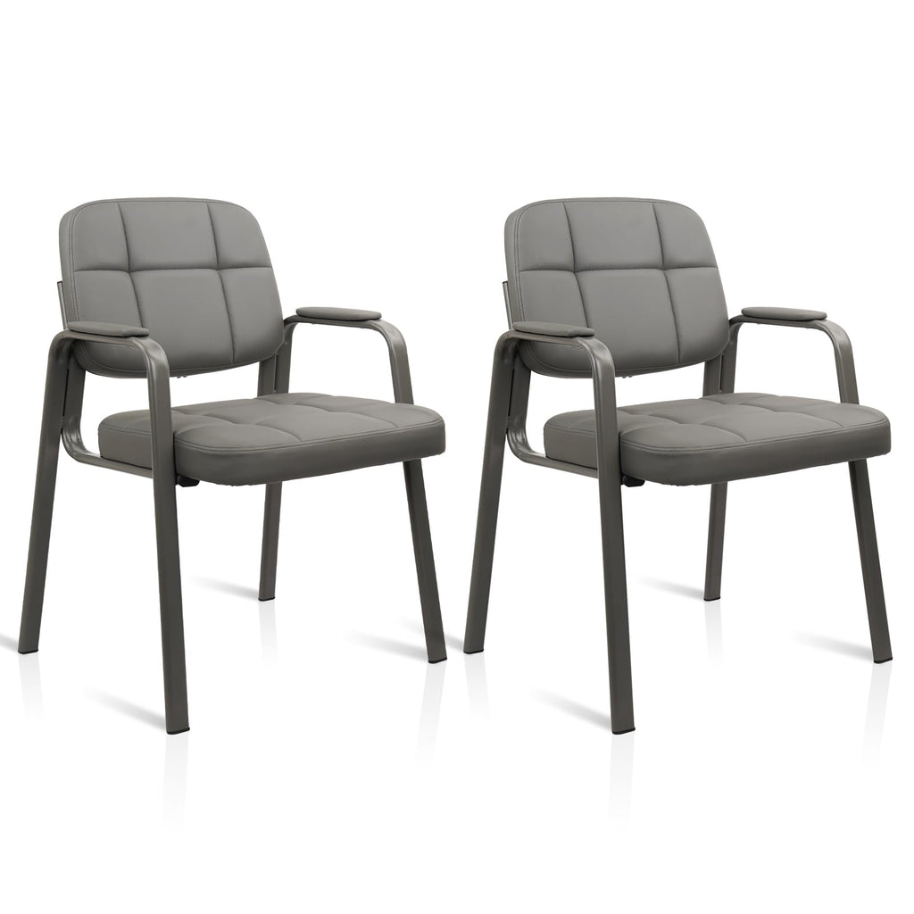 CLATINA Waiting Room Guest Chair with Bonded Leather Padded Arm Rest for Office Reception and Conference Desk Black with Sled Base Brown 1 Pack