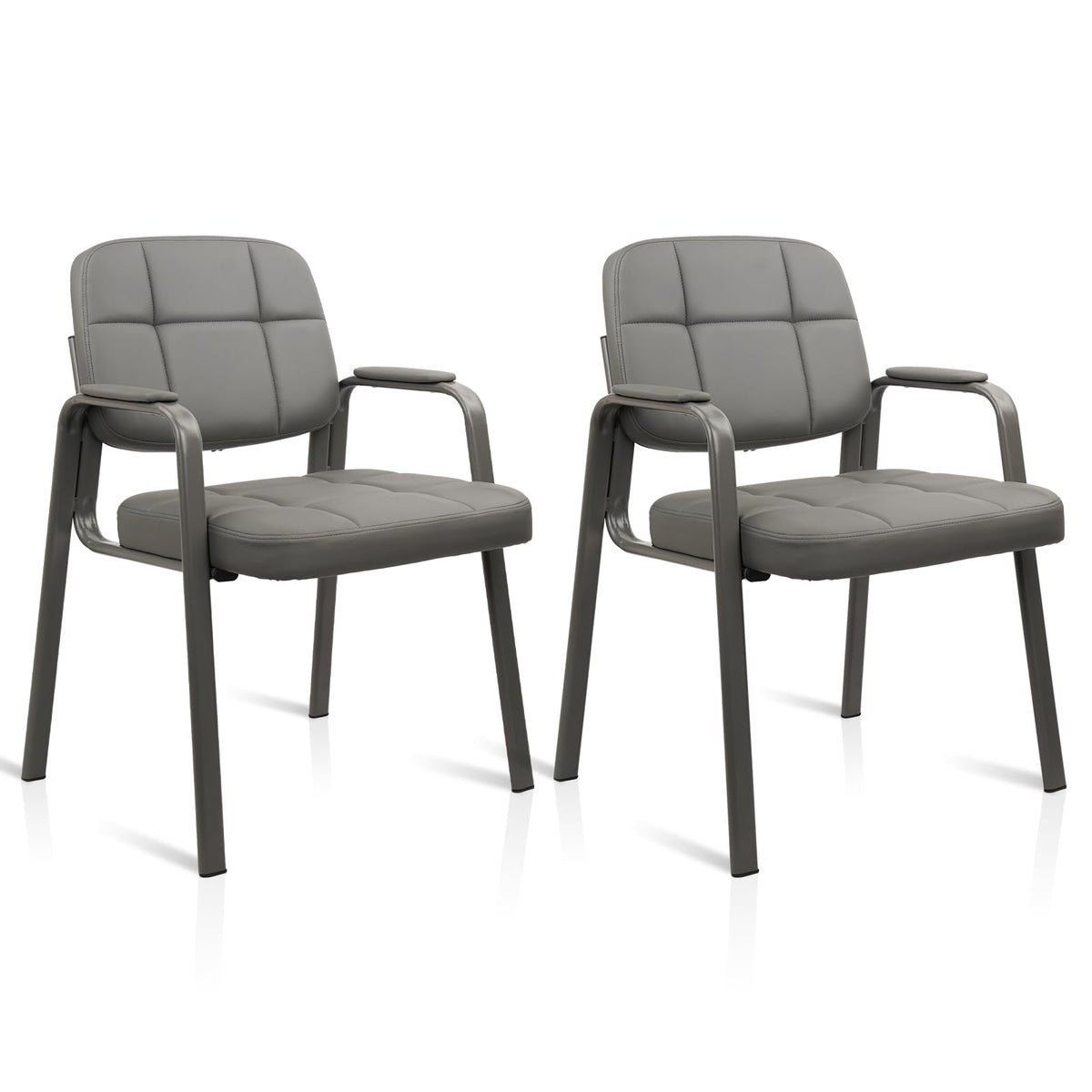 CLATINA Waiting Room Guest Chair with Bonded Leather Padded Arm Rest for Office Reception and Conference Desk Black with Sled Base Brown 1 Pack