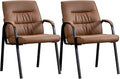 Office Guest Reception Chair Set of 2, Conference Room Chairs Waiting Room Chairs 2 Pack, Modern Leather Office Desk Chair No Wheels.