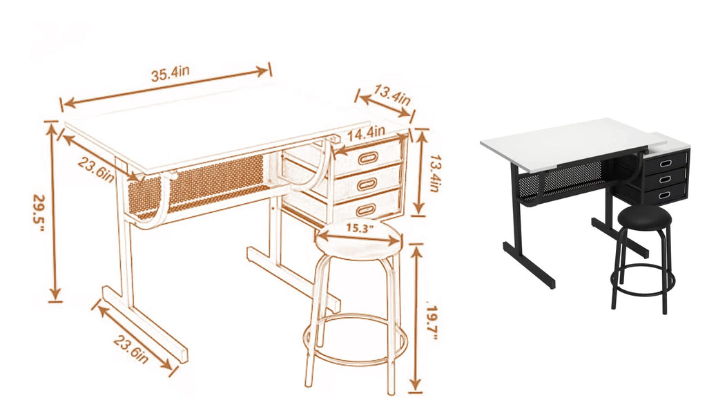Glass Craft Table Drawing Desk â Drafting Tables Hobby Table Writing Studio Art Artist Desk with Adjustable Tilted Tabletop (Black-Newer)