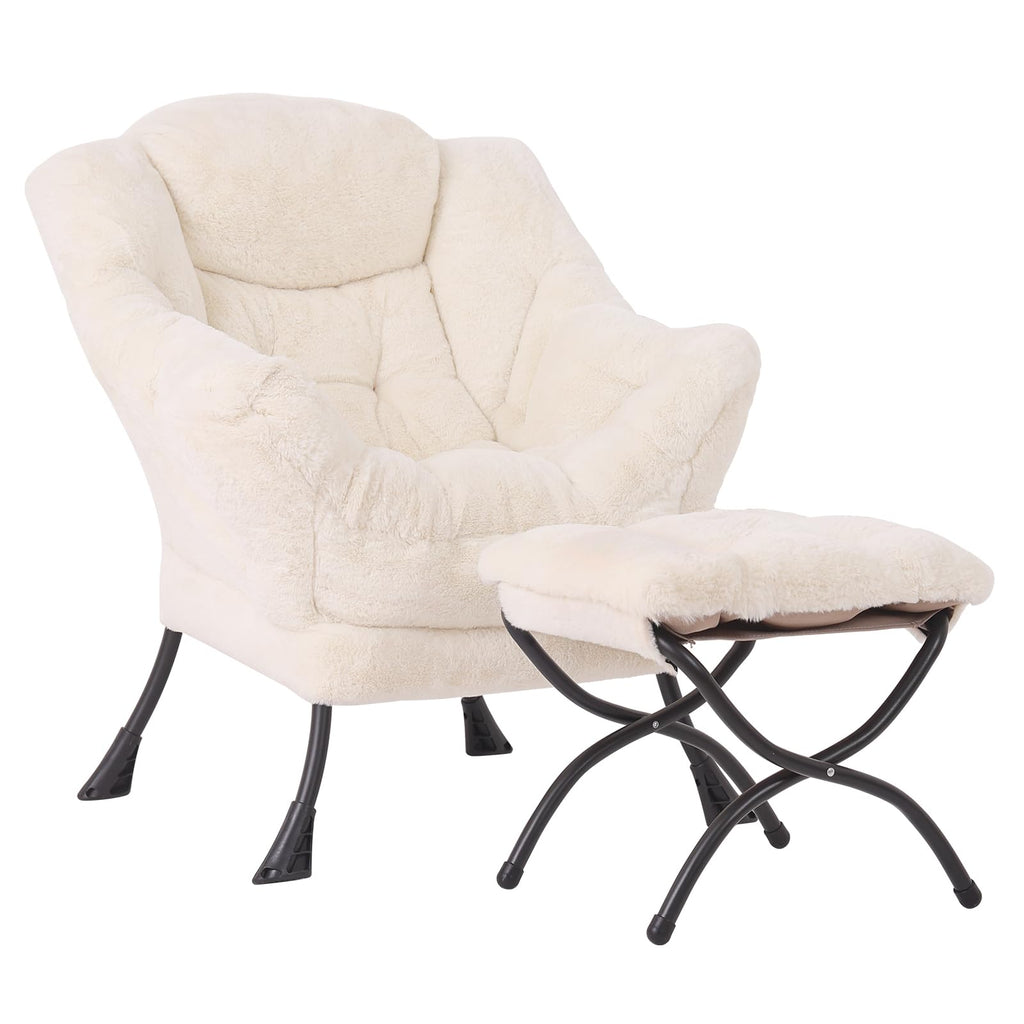 Modern Lazy Chair with Ottoman Lounge Accent Reading Chair for Living Room