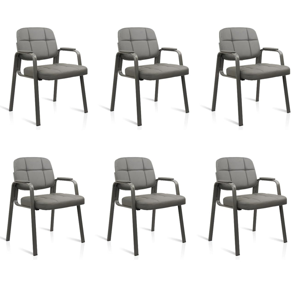 CLATINA Waiting Room Guest Chair with Bonded Leather Padded Arm Rest for Office Reception and Conference Desk Black with Sled Base Brown 1 Pack