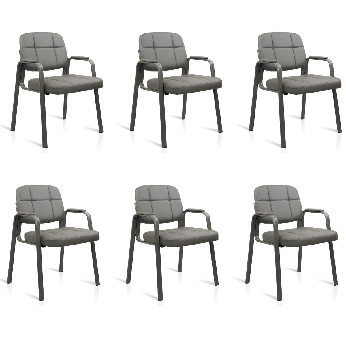 CLATINA Waiting Room Guest Chair with Bonded Leather Padded Arm Rest for Office Reception and Conference Desk Black with Sled Base Brown 1 Pack