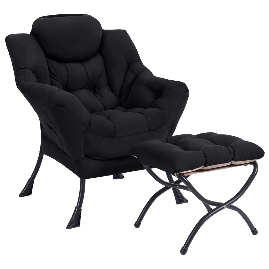 Modern Lazy Chair with Ottoman Lounge Accent Reading Chair for Living Room