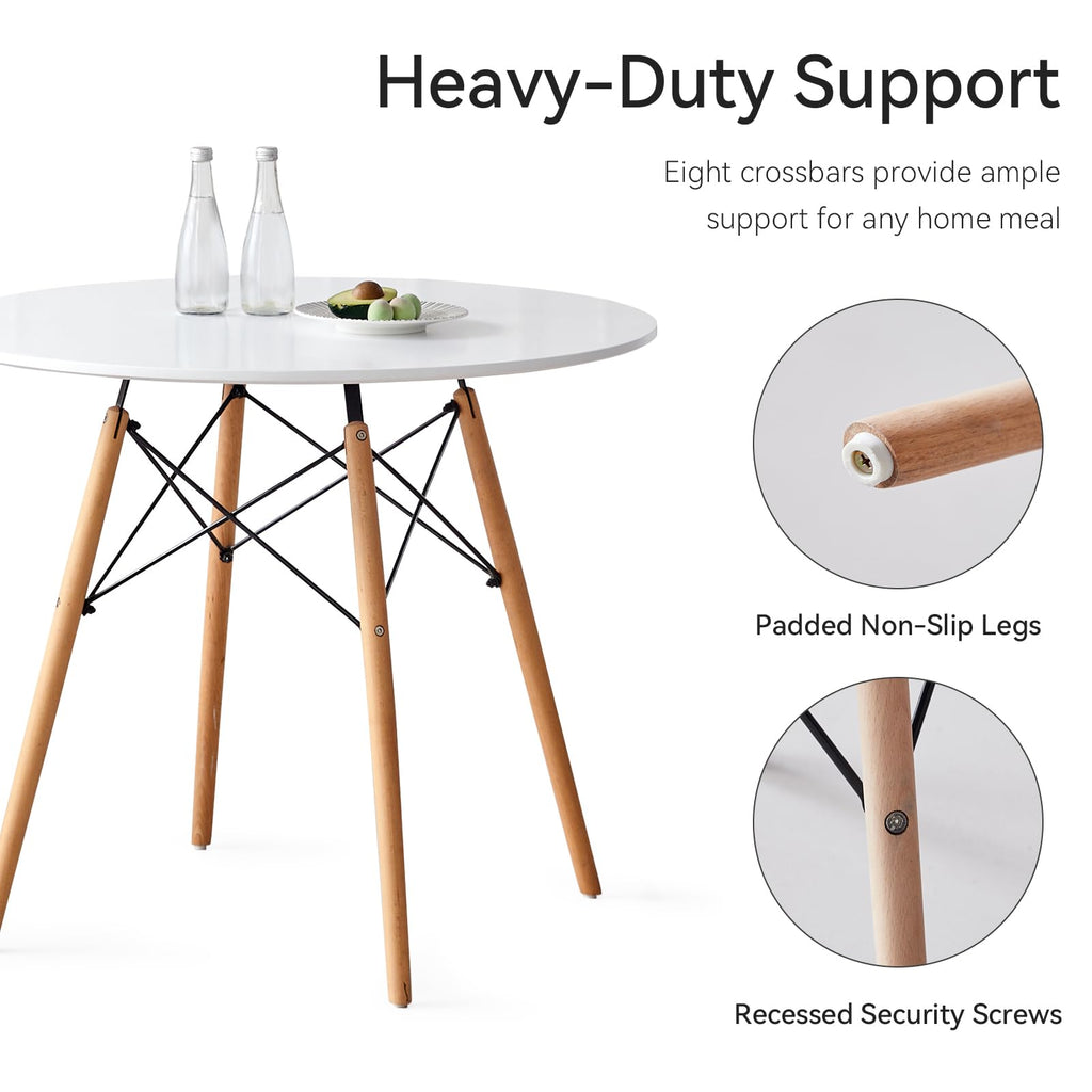 5-Piece Round Dining Set, 35.5" Black Table & Light Gray Chair
