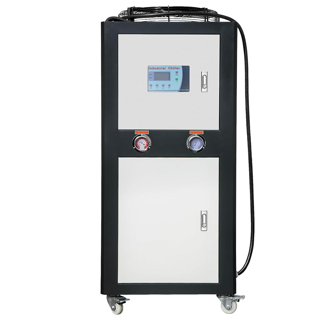 VEVOR Industrial Water Chiller - 60L Capacity, 9.4Hp Air-Cooled Chiller with Finned Condenser, Micro-Computer Control, Stainless Steel Tank