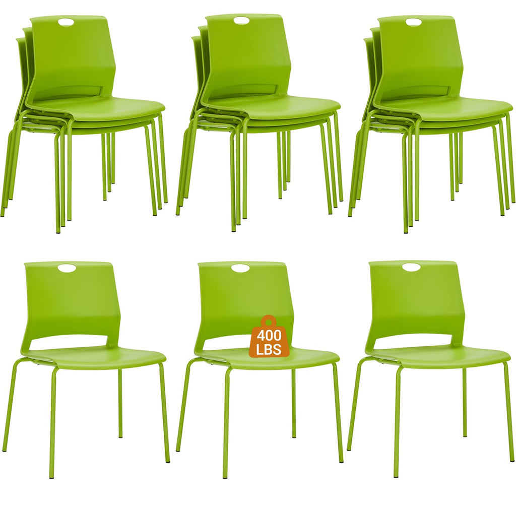 Sidanli Stackable Office Chairs, Red Guest Chairs with Comfortable Streamline Seat, Stacking Chairs No Wheels for Conference Room, Set of 4