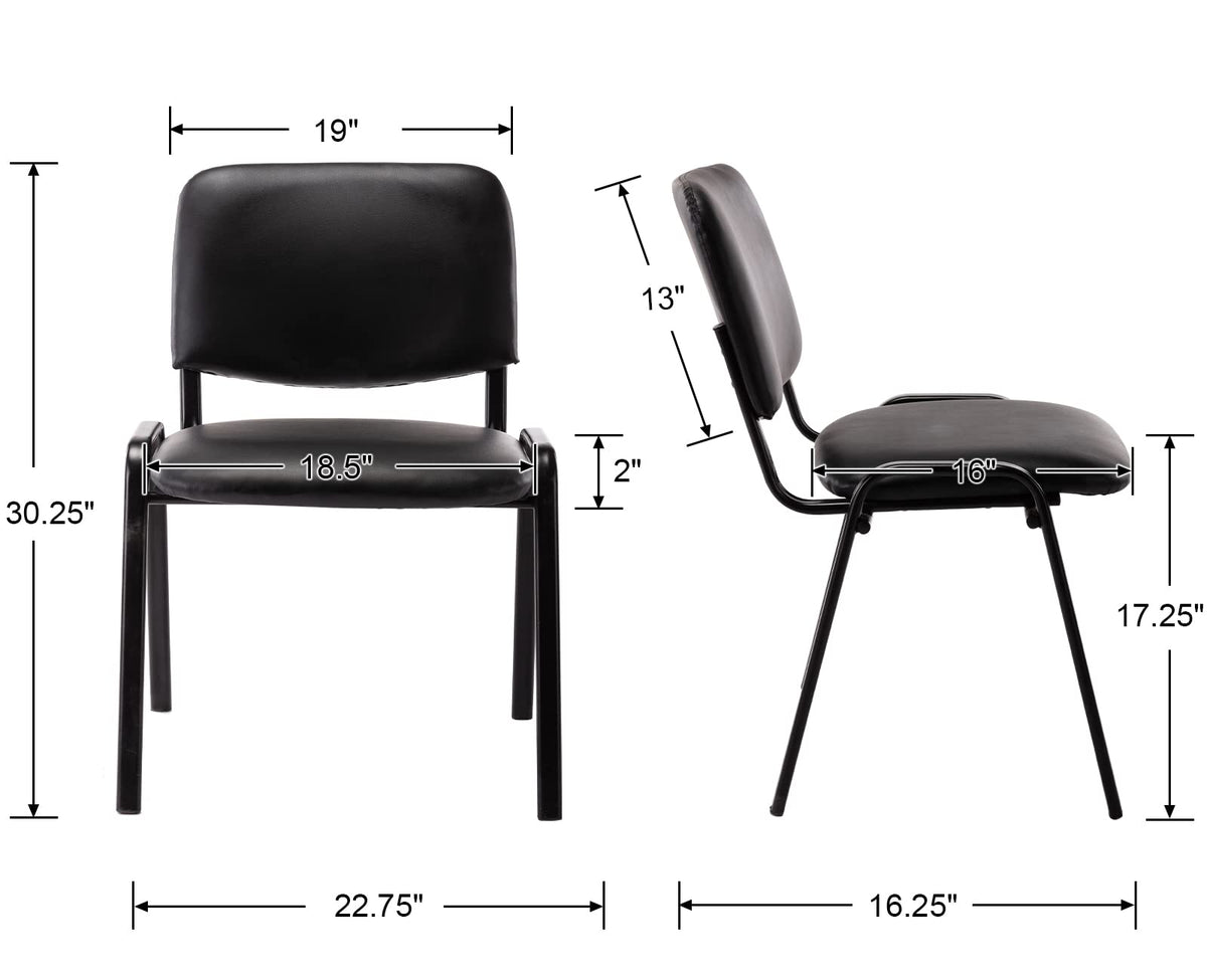 Stackable Office Guest Chairs, Reception Waiting Room Chairs with Padded Seat & Back, Armless No Wheels Conference Chairs for Training, Meeting, Lobby, Set of 5, Black Mesh Fabric