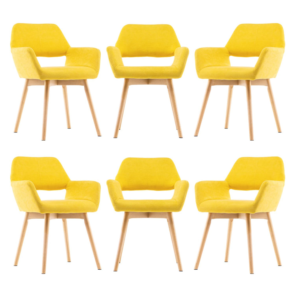 Mid Century Modern Dining Chairs Set of 2 & 4 & 6 Comfy Accent Chair Upholstered Kitchen Dining Living Room Chairs for Bedrooms Waiting Room Home Arm Desk Chair No Wheels (Beige, 2)