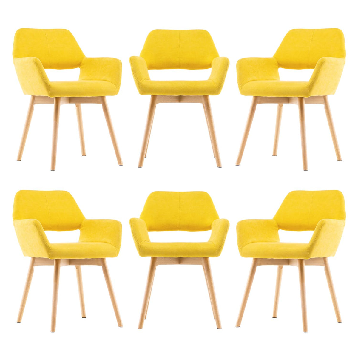 Mid Century Modern Dining Chairs Set of 2 & 4 & 6 Comfy Accent Chair Upholstered Kitchen Dining Living Room Chairs for Bedrooms Waiting Room Home Arm Desk Chair No Wheels (Beige, 2)
