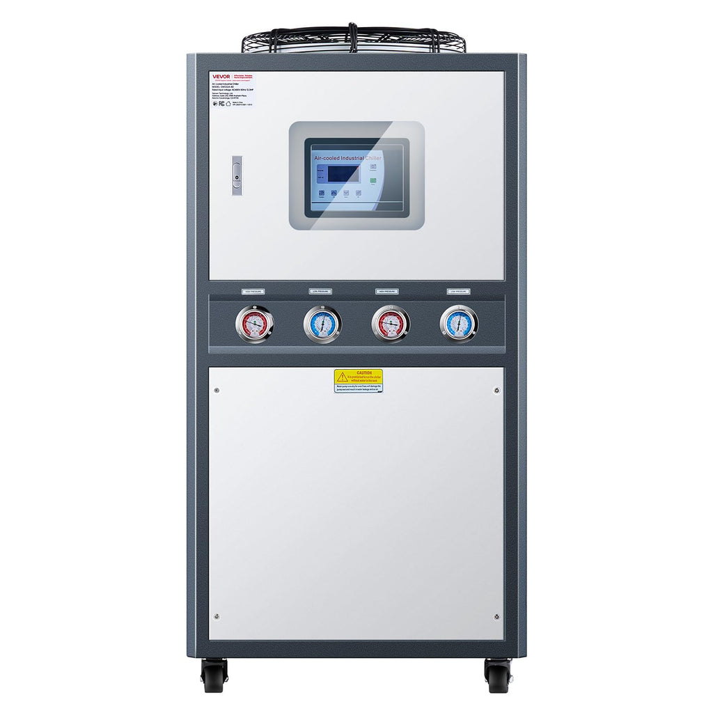 VEVOR Air Cooled Water Chiller, 5 Ton Portable, 5HP/3.75KW Compressor Motor, 53L Capacity Stainless Steel Water Tank, Finned Condenser with Micro-Computer Control, Industrial Chiller for Cooling Water