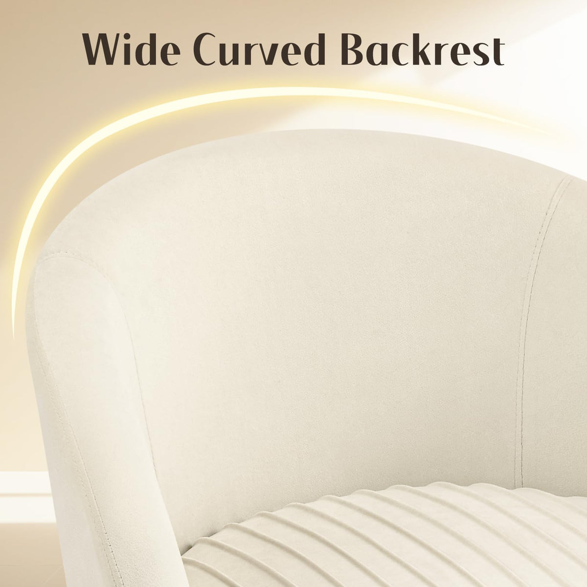 Accent Velvet Makeup Vanity Chairs Set of 2 Boucle Modern Tufted Girls Desk Chair No Wheels with Gold Metal Legs, 20" Extra Wide Armchair for Bedroom Bathroom Dining Room Living Room, Cream Beige