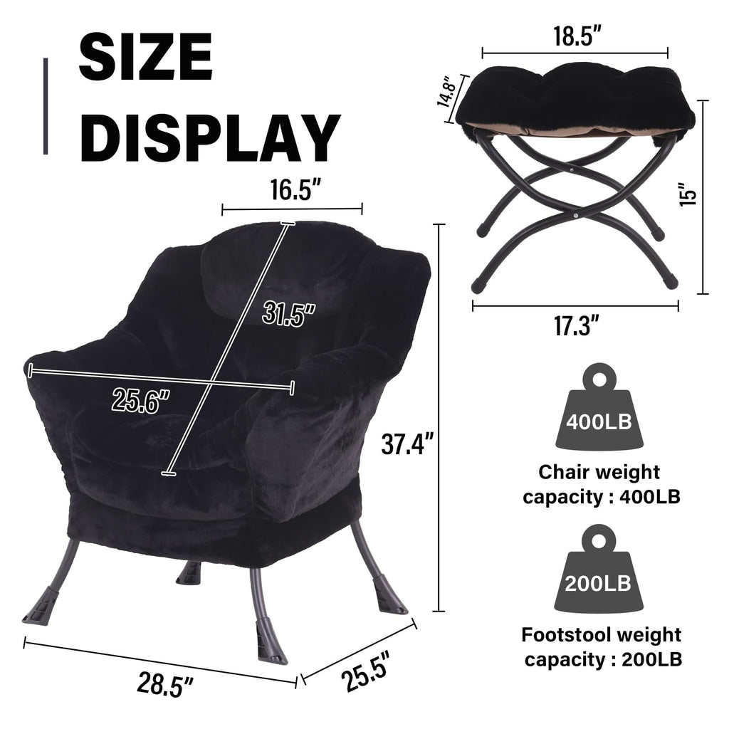 Modern Lazy Chair with Ottoman Lounge Accent Reading Chair for Living Room