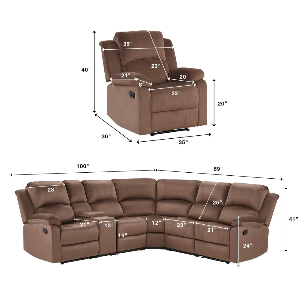 EBELLO Manual Faux Leather Reclining Couch Set for Living Room, Include 1 Recliner Chair, 1 Loveseat Sofa, Recliner Sofa Furniture Set for Home and Office, Black