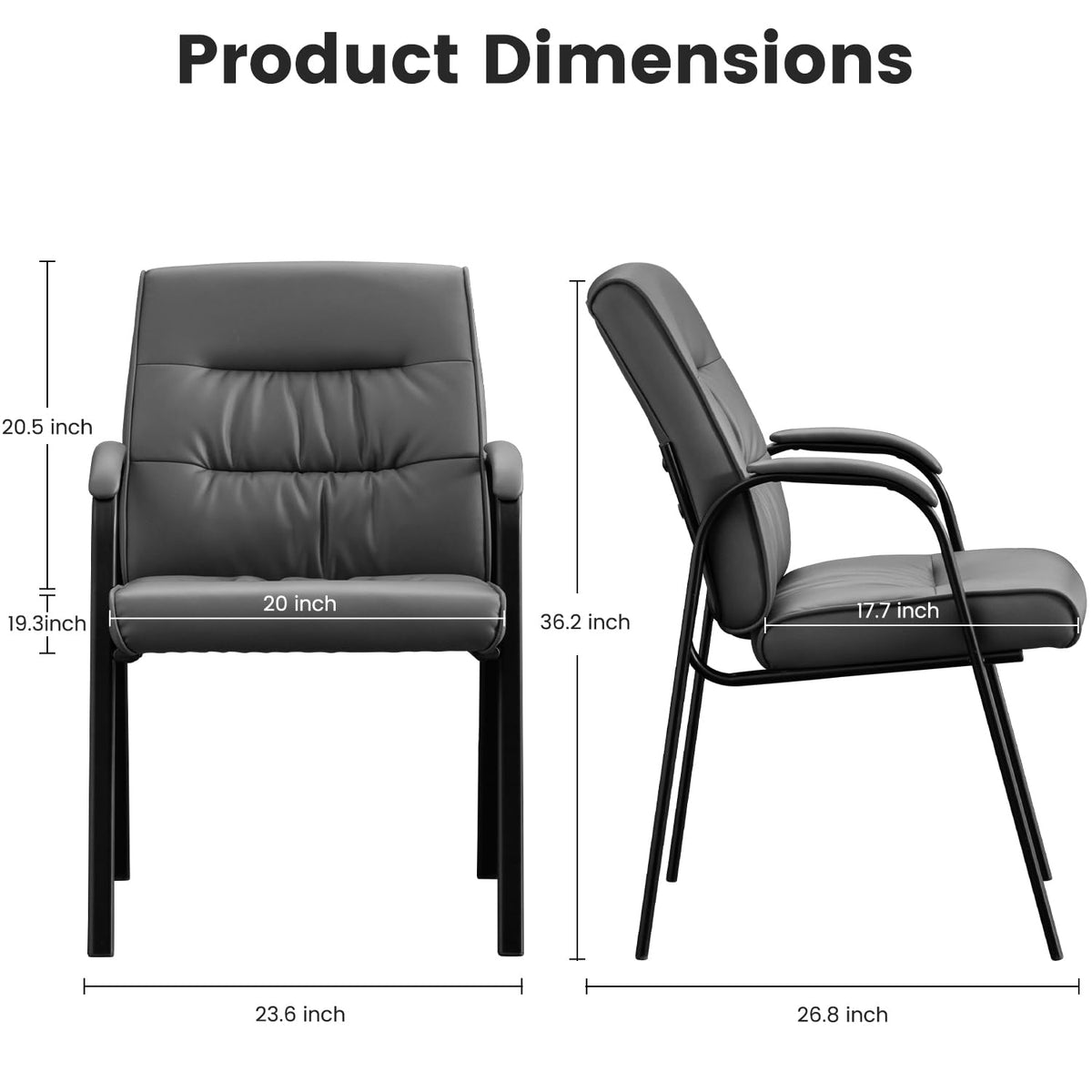 Office Guest Reception Chair Set of 2, Conference Room Chairs Waiting Room Chairs 2 Pack, Modern Leather Office Desk Chair No Wheels.