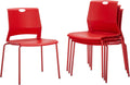 Sidanli Stackable Office Chairs, Red Guest Chairs with Comfortable Streamline Seat, Stacking Chairs No Wheels for Conference Room, Set of 4