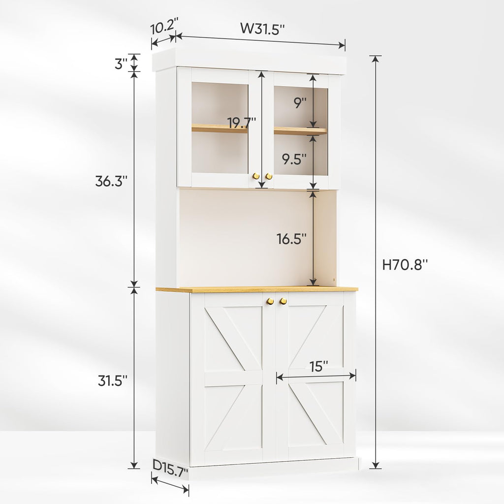 Vyre 71" Black Modular Farmhouse Bookcase Set of 3, Expandable Storage Cabinets with Glass Doors or Drawers for Home Office and Study Room