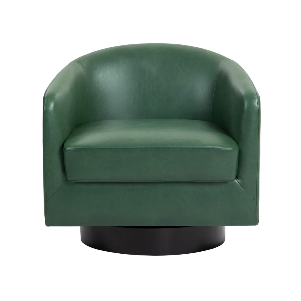 Faux Leather Swivel Accent Chairs Set of 2, Barrel Armchair, Brown