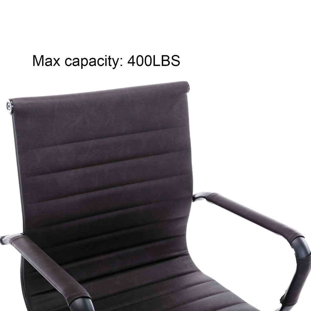 Reception Chairs Leather Conference Guest Chair Heavy Duty Back Support Office Chair, Set of 2 (Navy)
