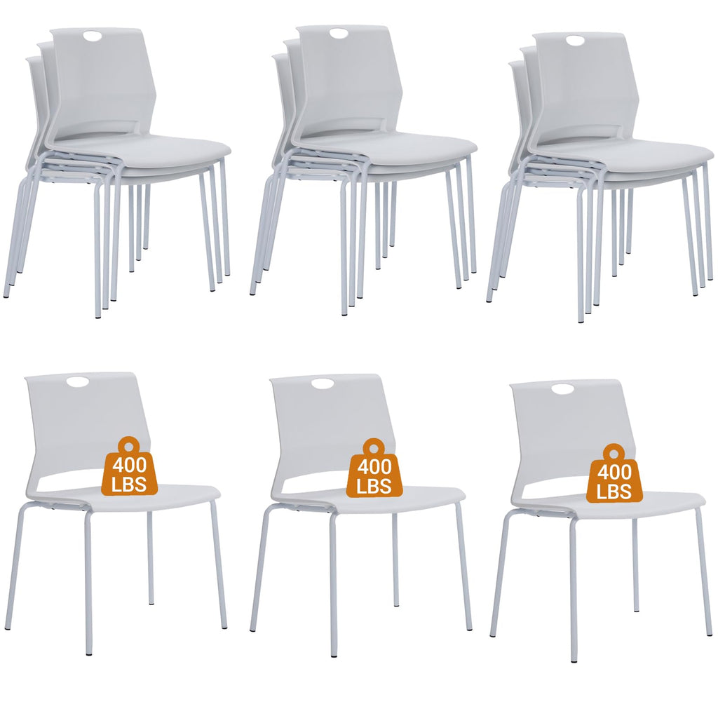 Sidanli Stackable Office Chairs, Red Guest Chairs with Comfortable Streamline Seat, Stacking Chairs No Wheels for Conference Room, Set of 4